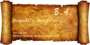 Bognár Arzén névjegykártya